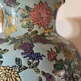Large foot of enamel earthenware lamp with floral motifs (XX°)