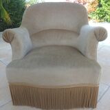 Velvet-trimmed toad with backrest and firm seat