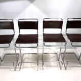 Set of 4 Linea Veam tubular steel bar stools, 1960