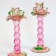 Set of two vintage Murano glass palm tree candle holders