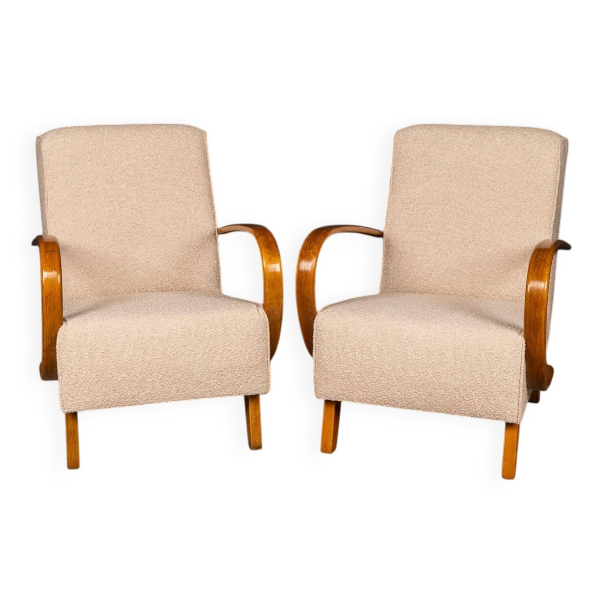 Vintage 20thc pair of halabala lounge chairs, made in czechoslovakia c.1930