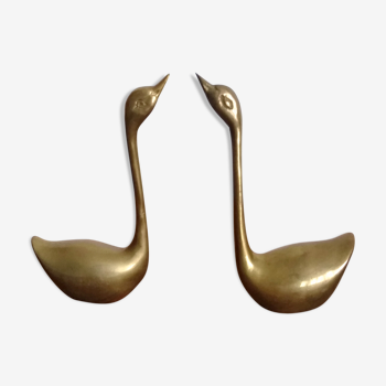 pair of birds (swans) in brass