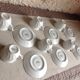 Six tasses et sous tasses en porcelaine blanche de Couleuvre des années 60-70