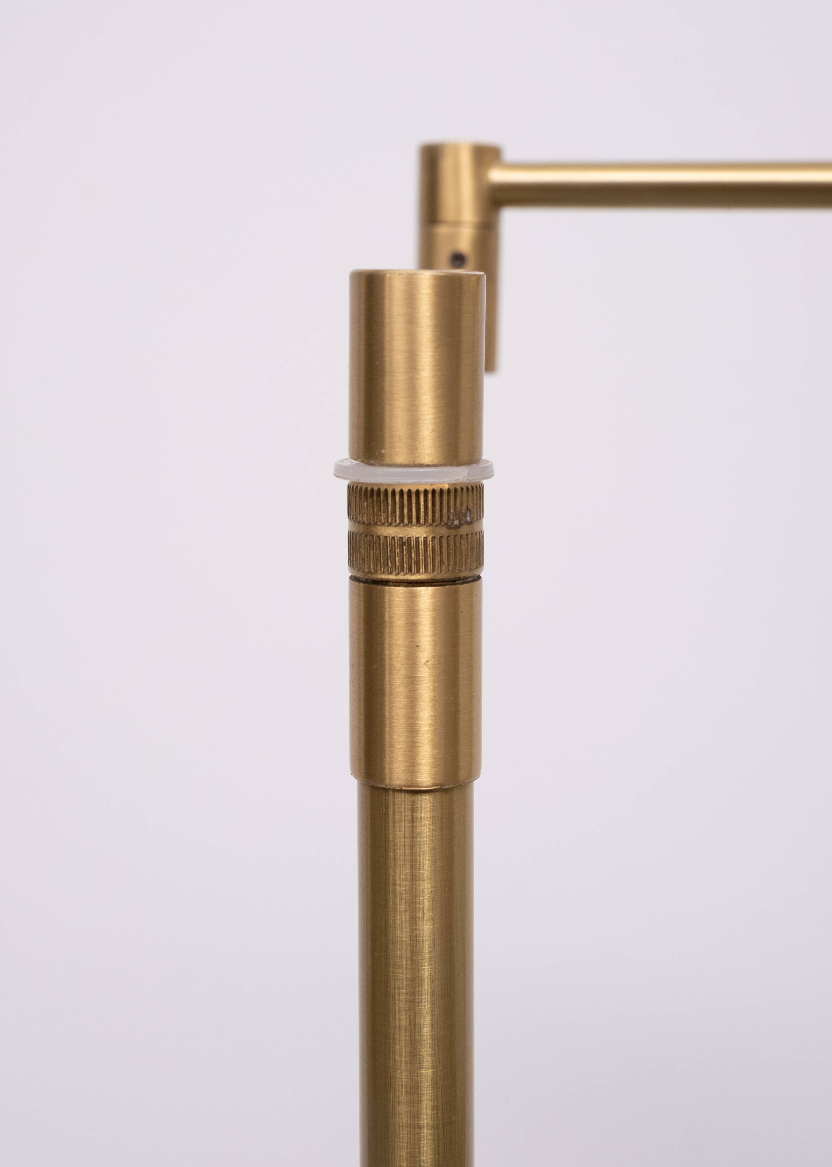 Brass Swing Arm Library floor lamp Holtkoetter Germany 1980s