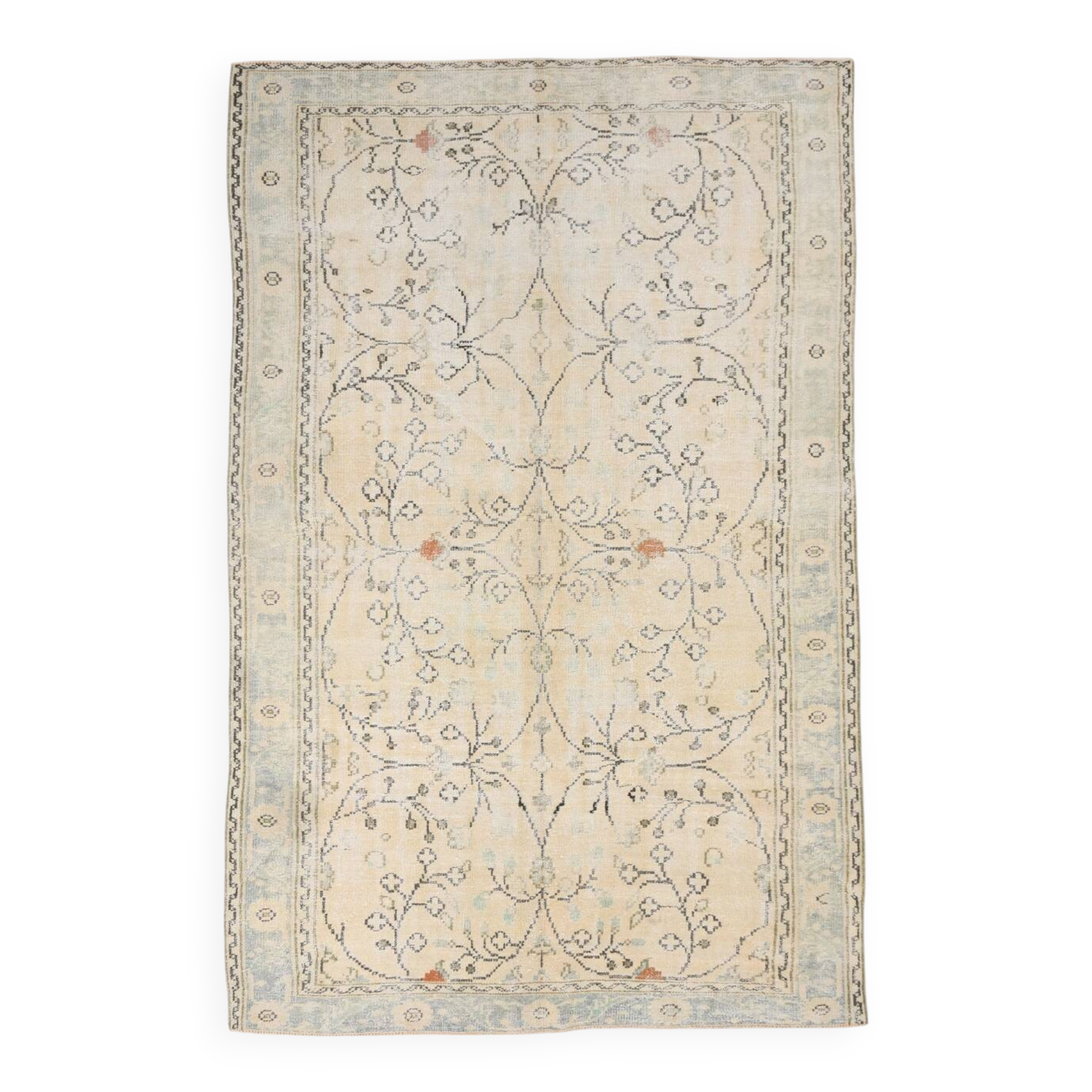 Tapis turc orange pêche 7x10, 195x298 cm