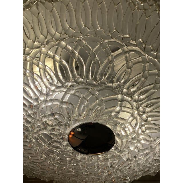 Contemporary transparent filigree flush mount in murano glass