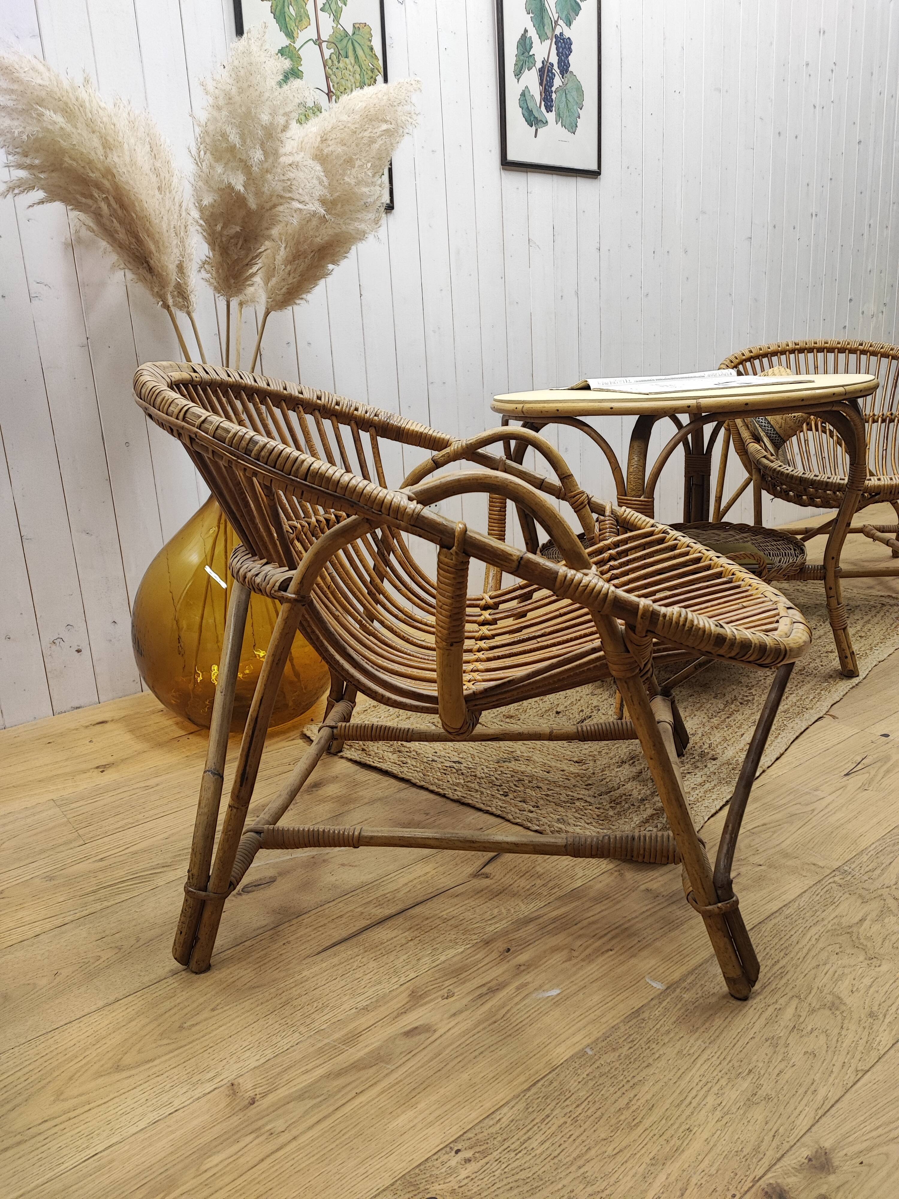 Rattan armchairs