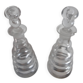 Lot de deux burettes huile et vinaigre en verre tourné