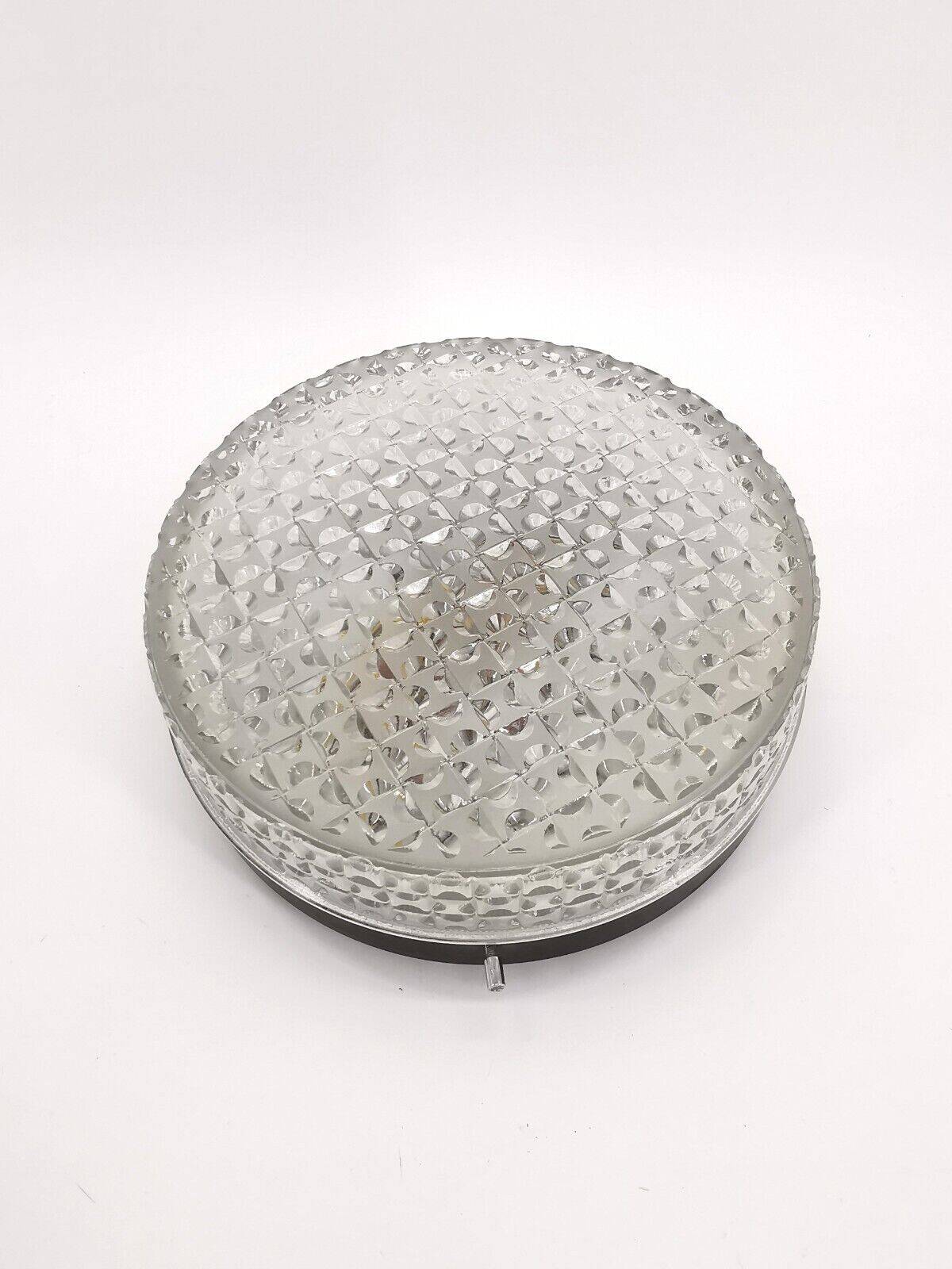 Vintage Swiss Pressed Glass Ceiling Lamp Megal AG