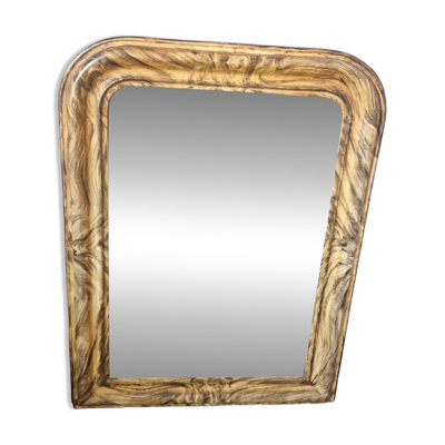Miroir Louis Philippe décors faux bois  93 x 69 cm
