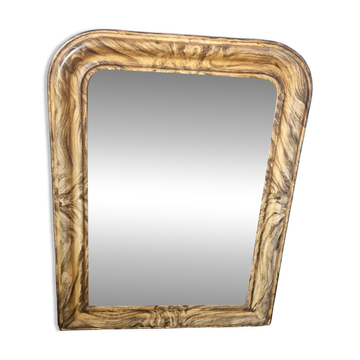 Miroir Louis Philippe décors faux bois  93 x 69 cm