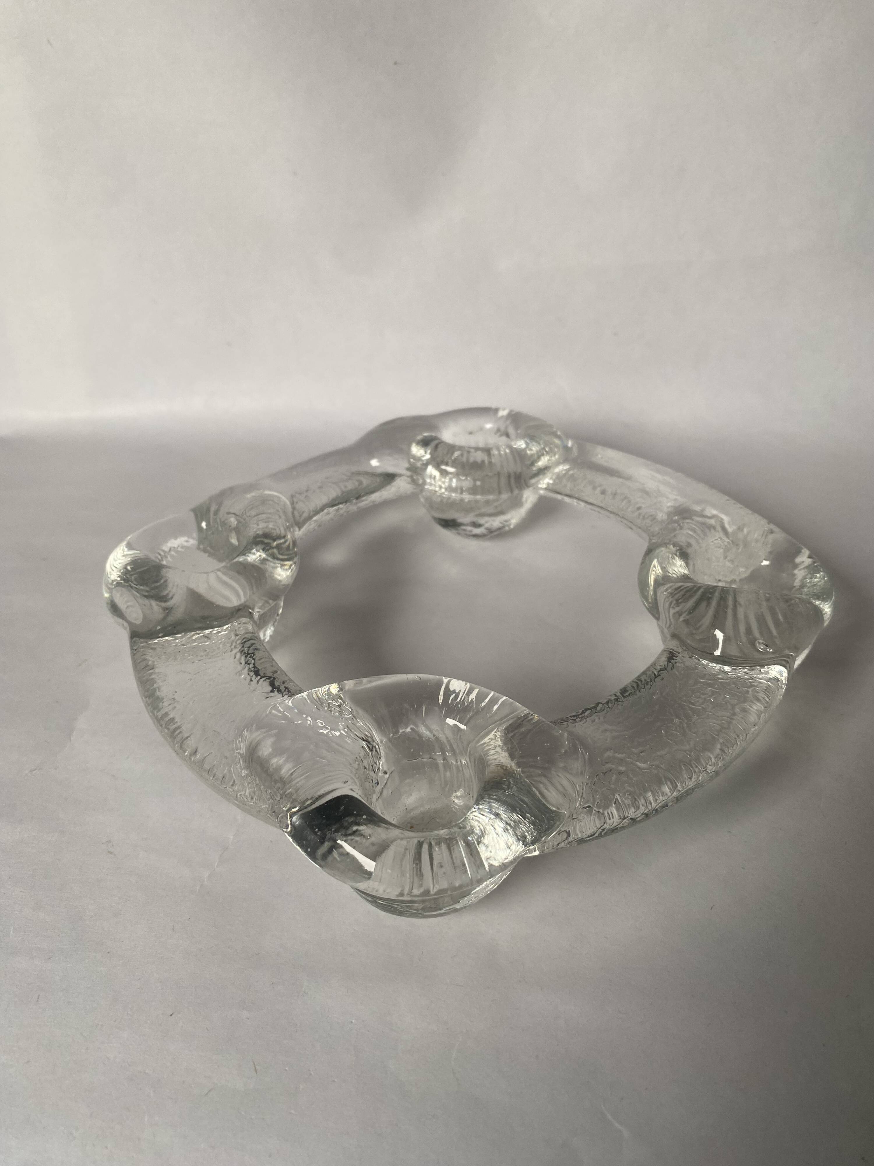Pukeberg Scandinavian vintage glass candle holder from the 70s