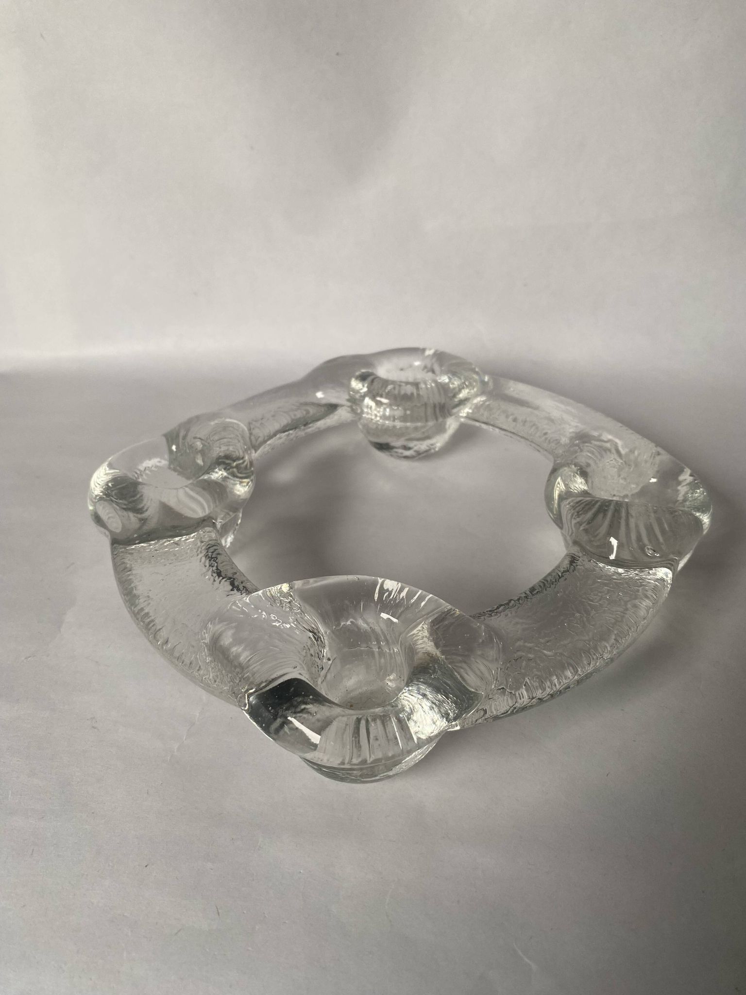 Pukeberg Scandinavian vintage glass candle holder from the 70s