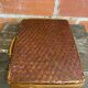 Vintage Wooden & Woven Bamboo Transport Box #D624