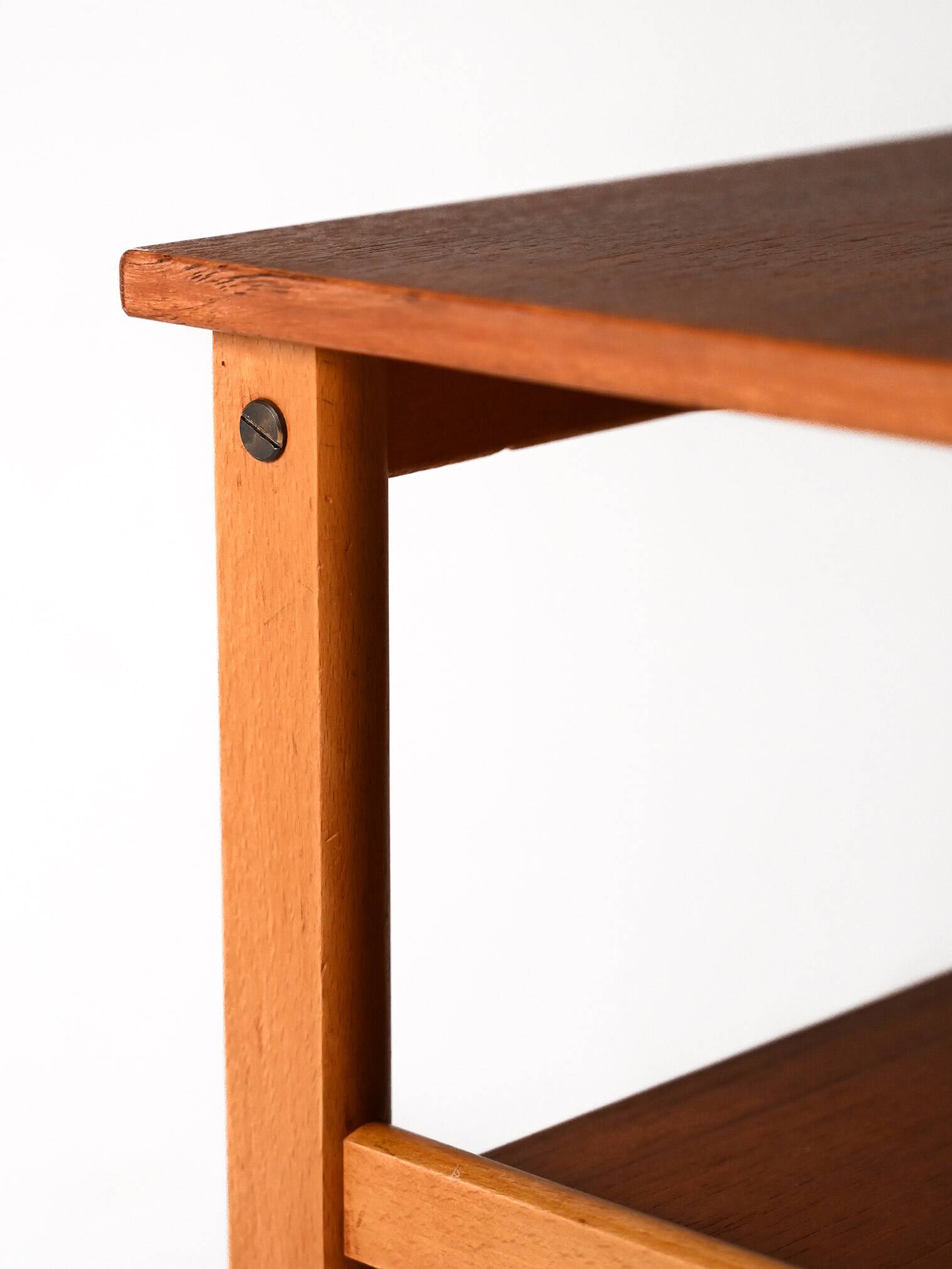 Vintage Scandinavian coffee table 1950s in beech and teak