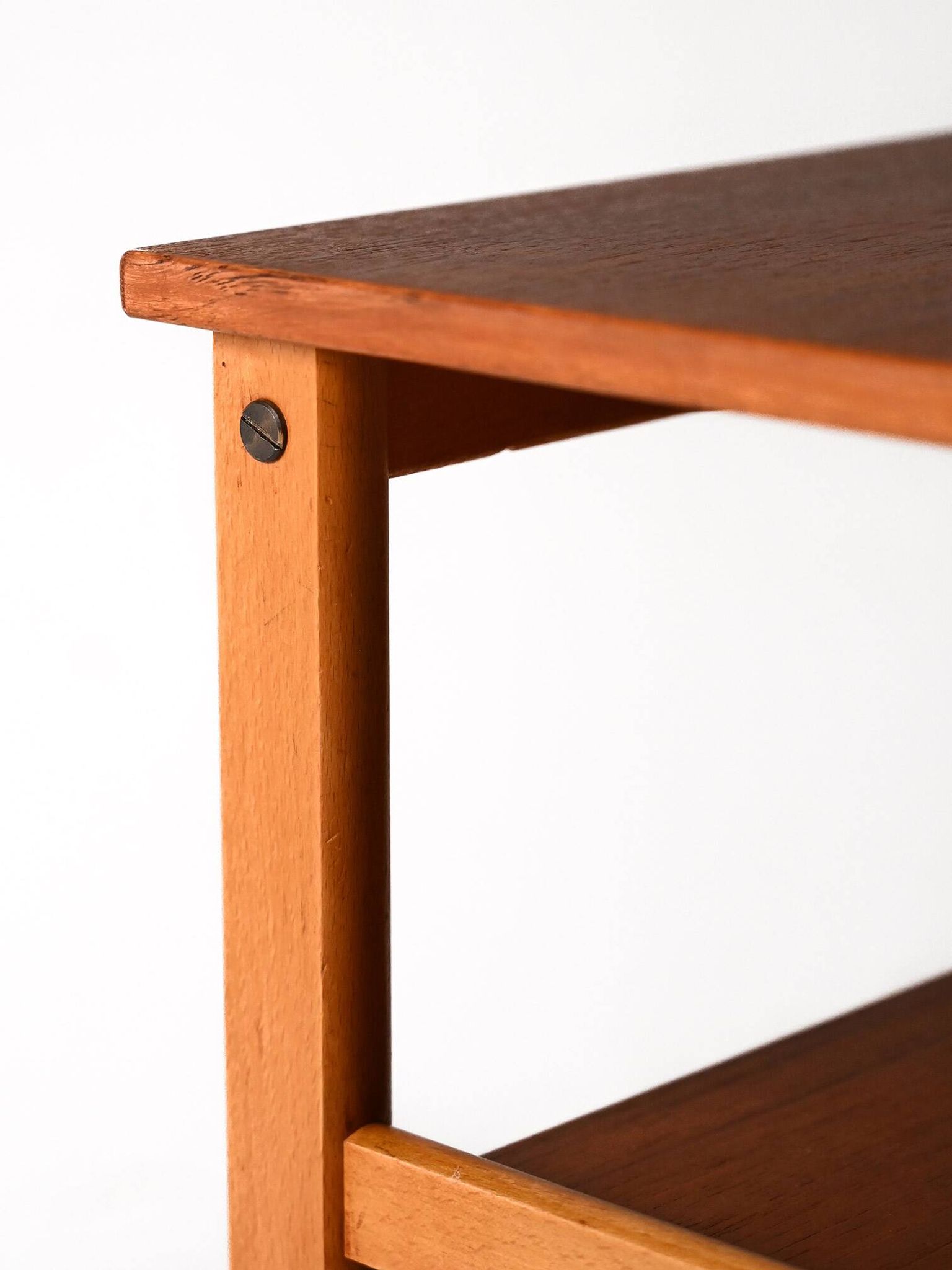 Vintage Scandinavian coffee table 1950s in beech and teak