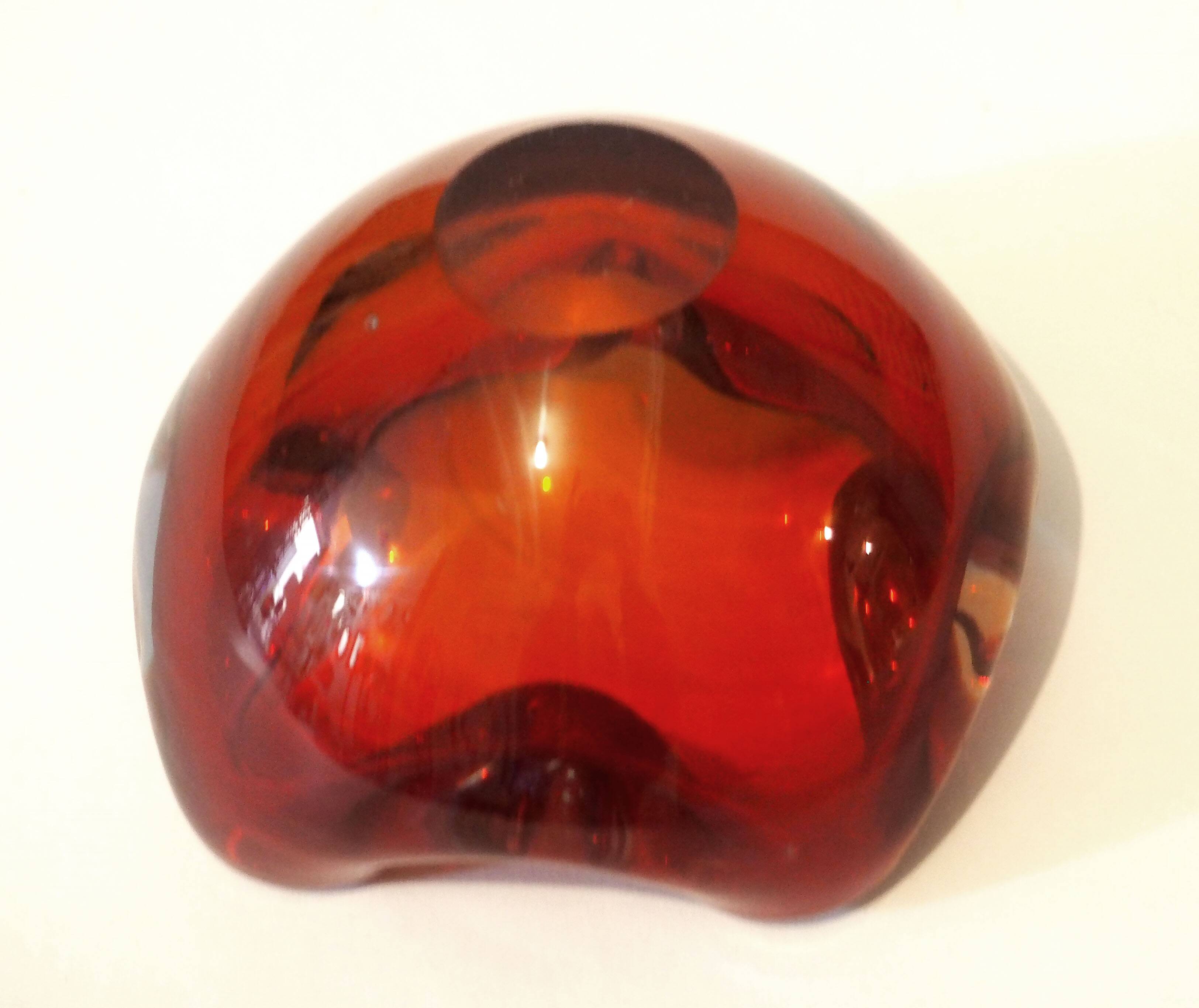 Small red crystal ashtray
