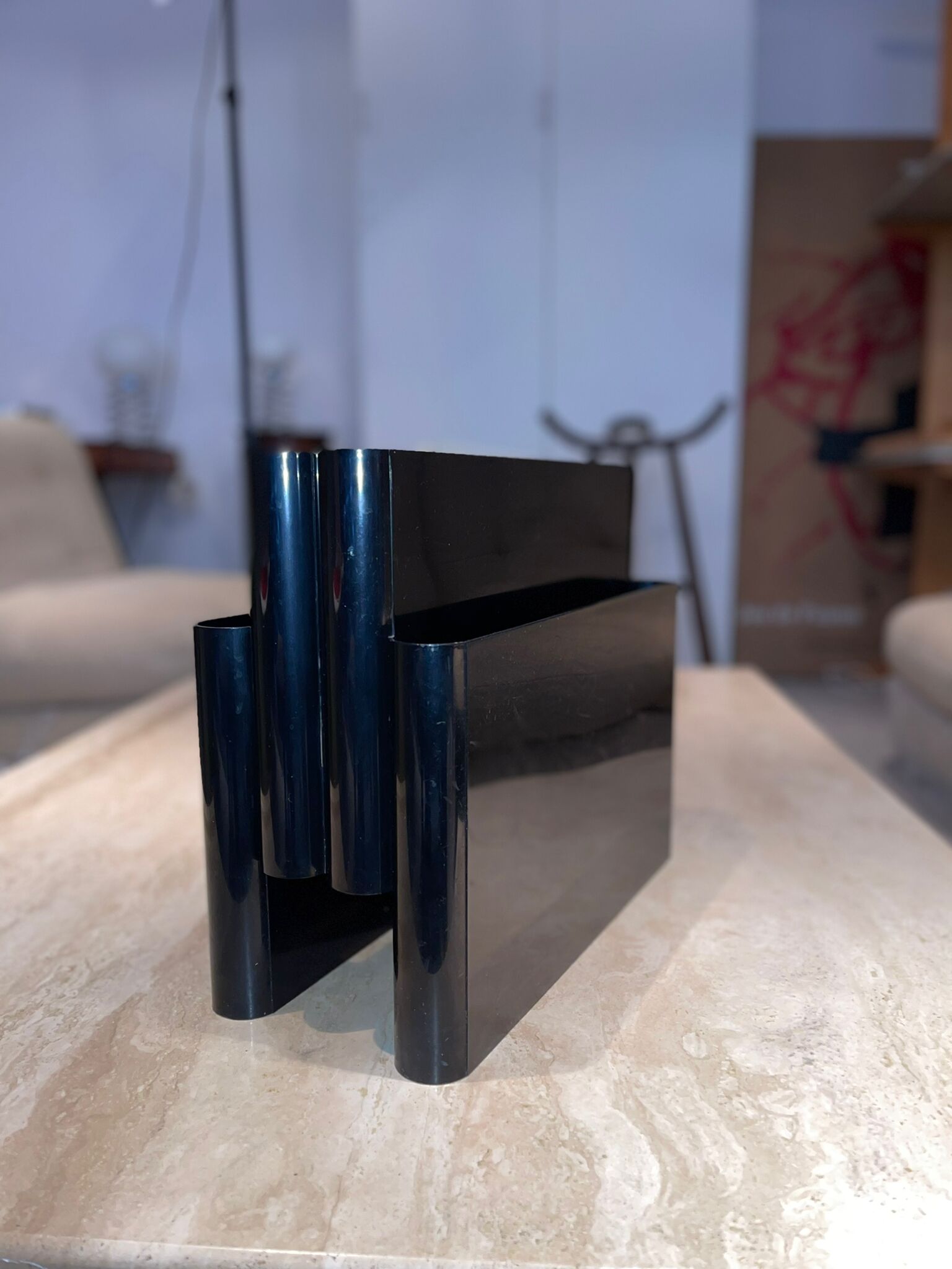 Black magazine holder "Kartell" by Giotto Stoppino, Italy 1970