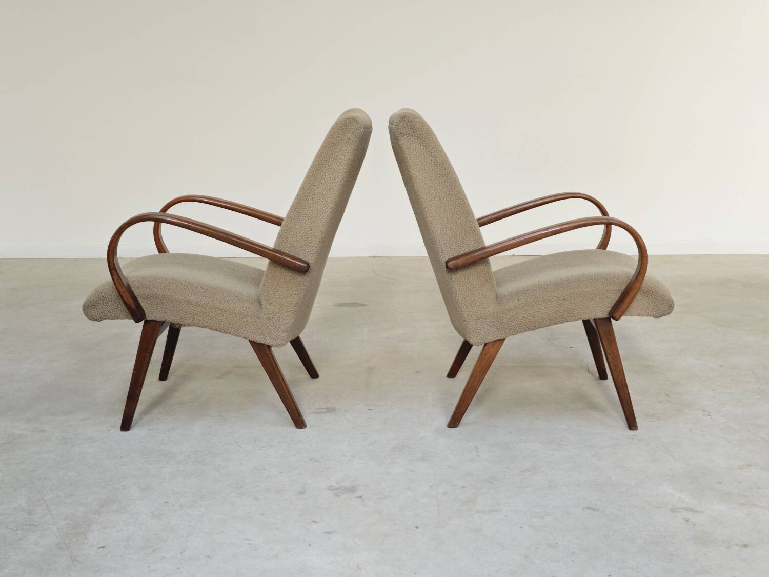 Pair of grey mottled armchairs by Jaroslav Smidek for TON Bystrice
