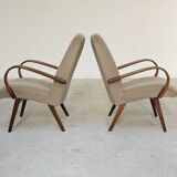 Pair of grey mottled armchairs by Jaroslav Smidek for TON Bystrice