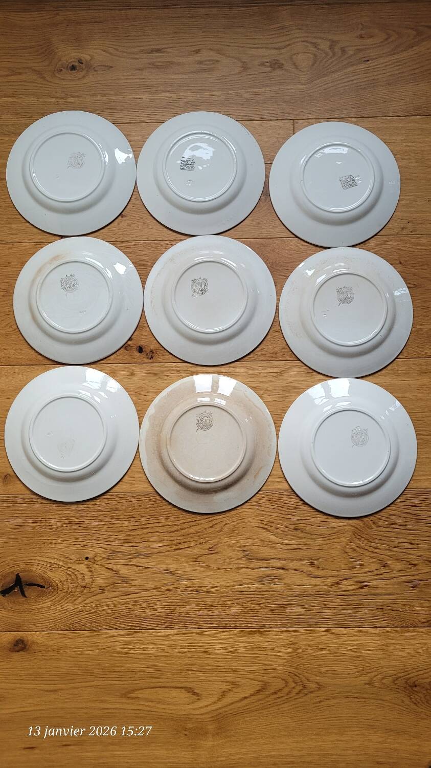 9 antique dessert plates