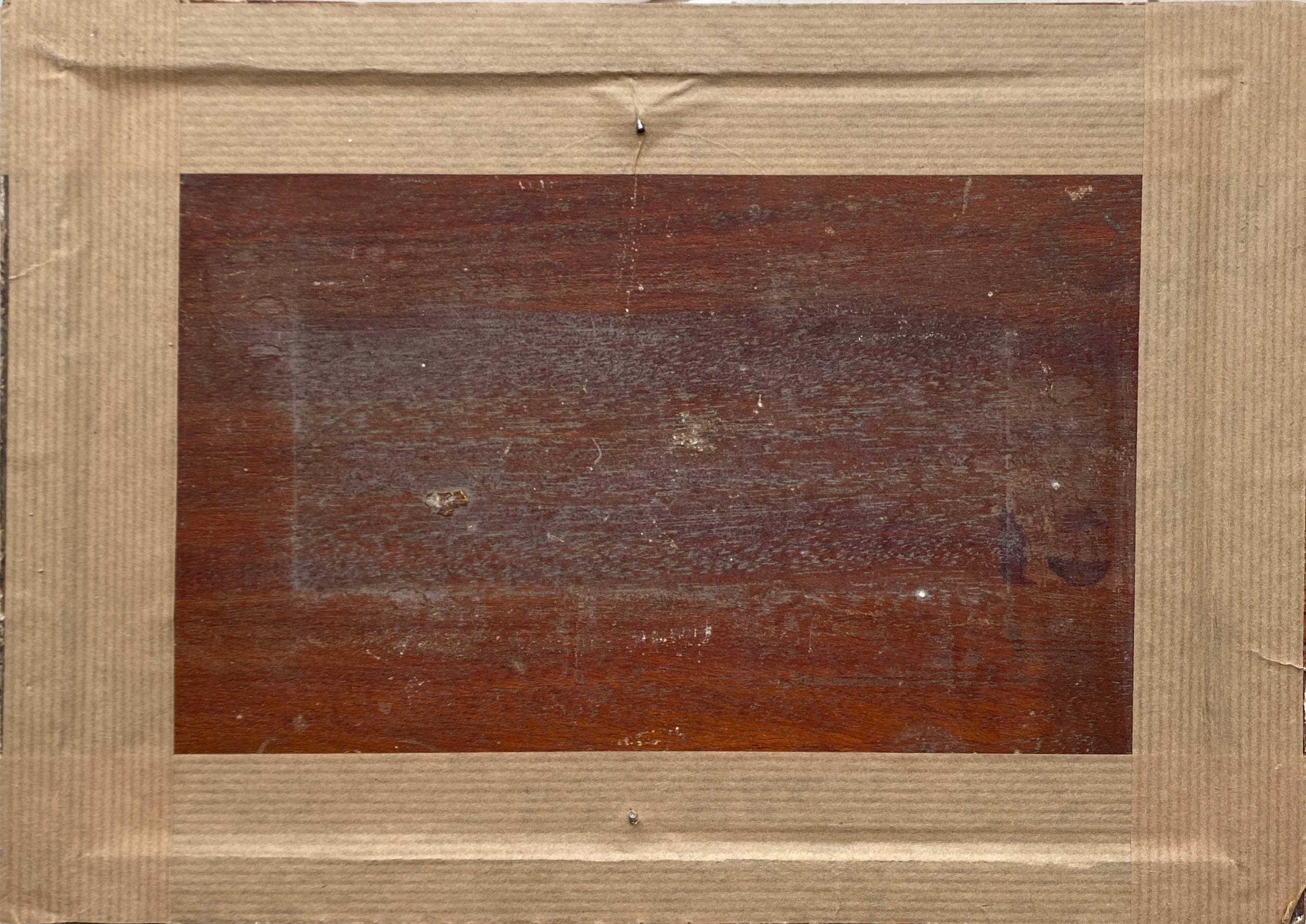 Painting "Twilight Navy" signed V. Vanier HSP mahogany XIX° + frame