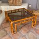 Coffee table Roche Bobois, 1970, rattan and smoked glass
