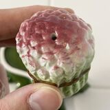 Set of Vintage Asparagus-themed Majolica Salt and Pepper Shakers with Plate