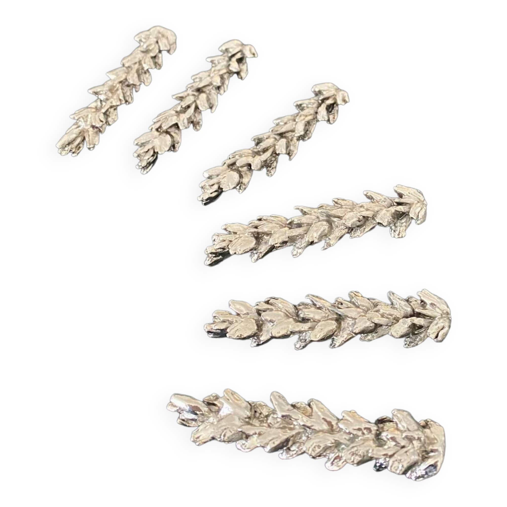 6 wheat-shaped knife holders in silver-colored metal