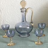 Old iridescent crystal liqueur service, late 19th century, perfect condition