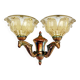 Wall lamp double fires copper metal art deco glassware ezan opalescent gilded