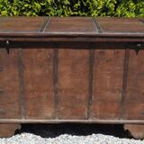 Wooden chest on wheels & wrought iron fittings - nineteenth century
