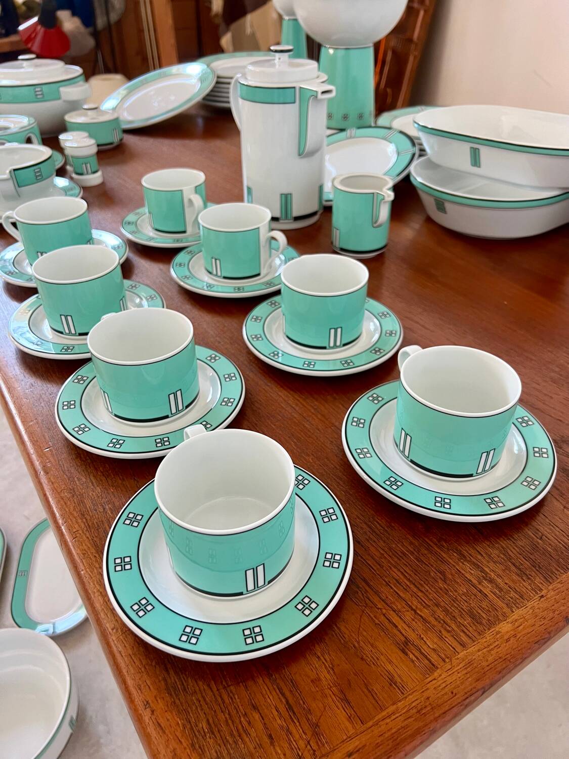Vintage 72-piece tableware set Arzberg model Cult Focus postmodern bauhaus style