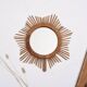 Old sun mirror 49 cm in rattan, star.