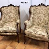 2 shepherdess armchairs with old ears nineteenth fully restored