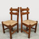 Brutalist rush dining chairs vintage 1970