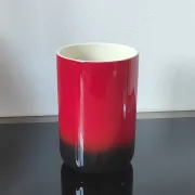 Vintage cylindrical vase in glazed ceramic