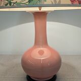 Charolles faience lamp in pink by Jacques Molin, France circa 1970.
