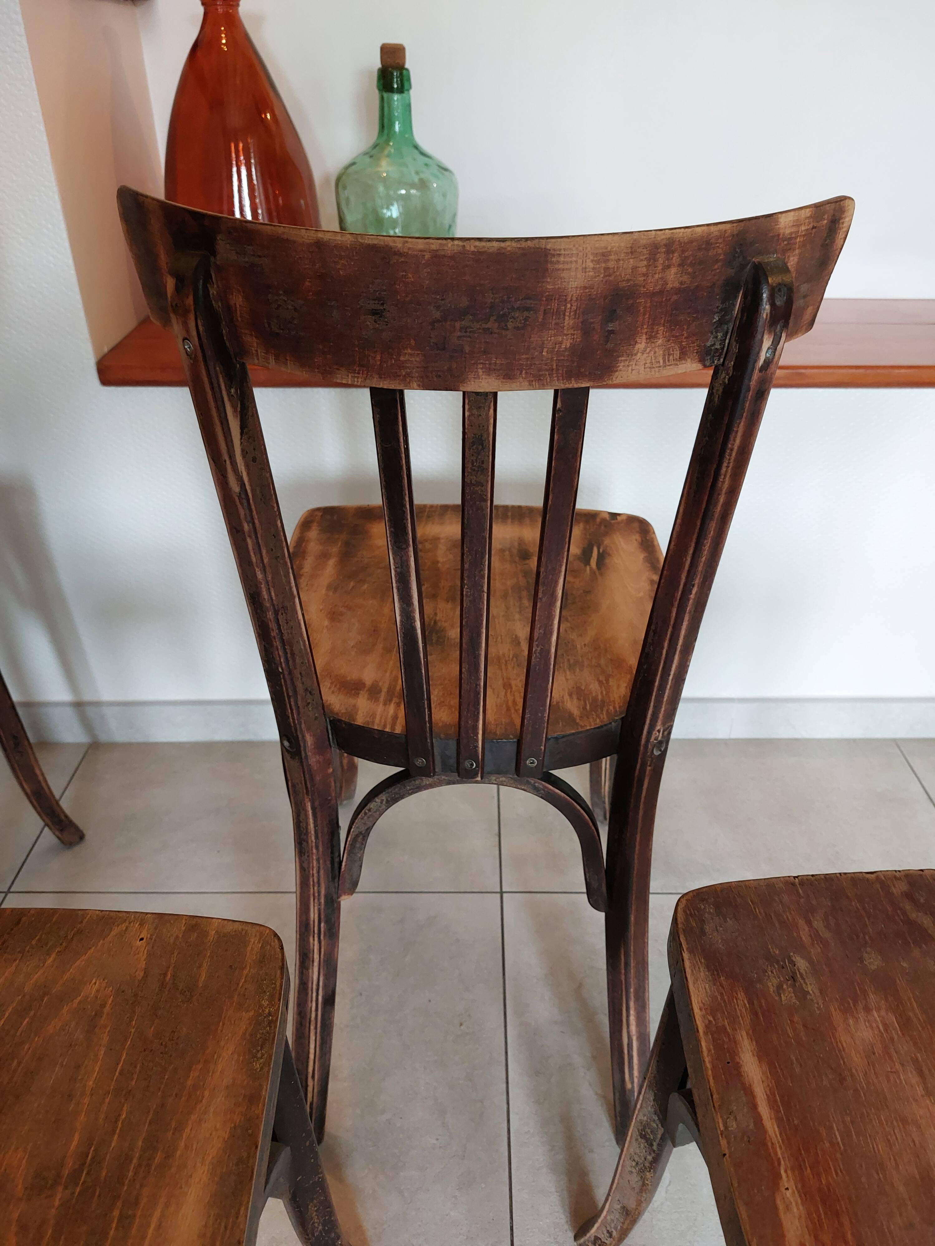 4 dark Luterma bistro chairs, sanded. Painting possible.