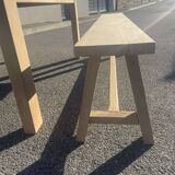 Solid oak farmhouse table and these two benches