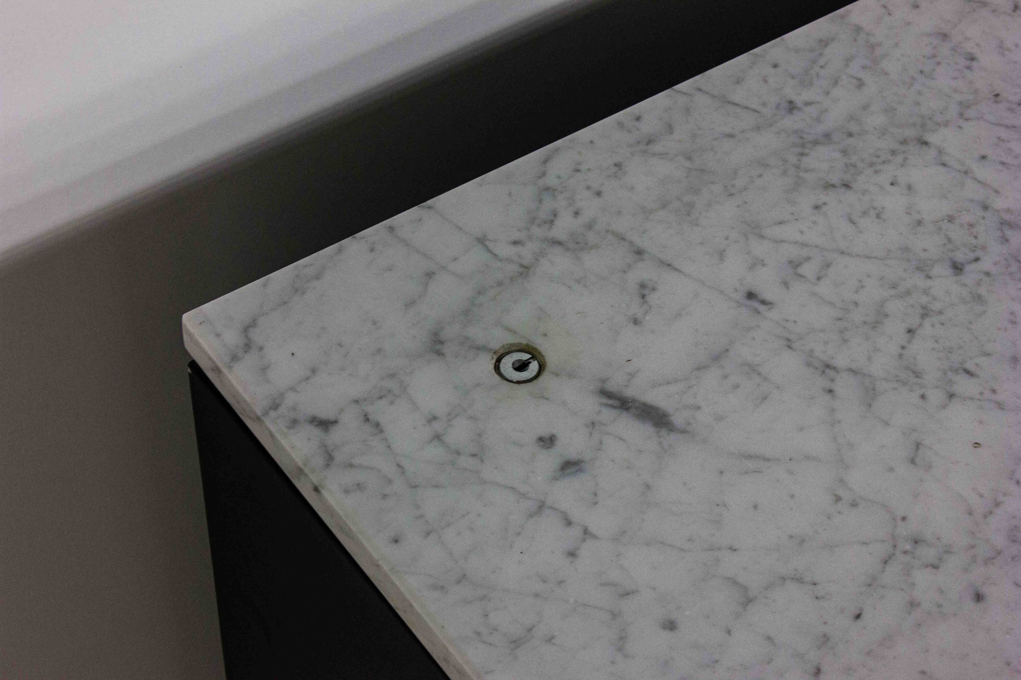 Black Executive Florence Knoll sideboard with metal handles, 1970s