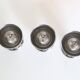 Set of six stainless steel coquetiers, vintage French
