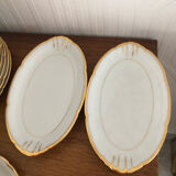 Tableware service 40 pieces in white and gilded porcelain CG Cie France Limoges