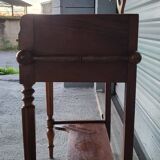 Ancienne table de toilette, coiffeuse en marbre et bois massif