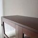 Mid-century display cabinet dark wood glass