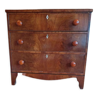 Commode anglaise en ronce de noyer plaqué