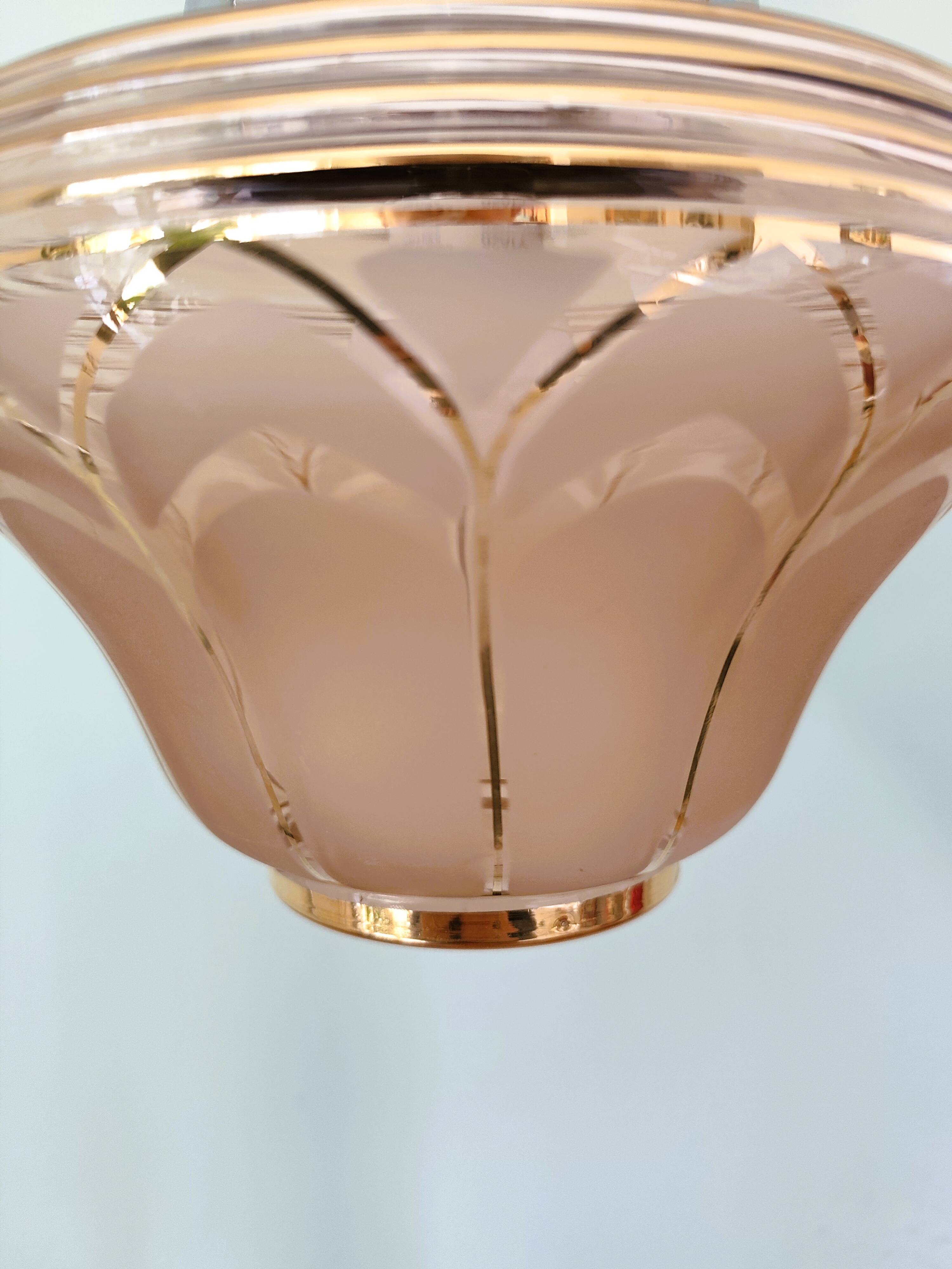 Antique amber and gold glass pendant light