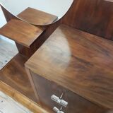 Art Deco dresser, solid walnut, veneer, 3 drawers, mirror.