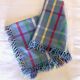 Vintage tablecloth & napkins, blue with multicoloured stripes.