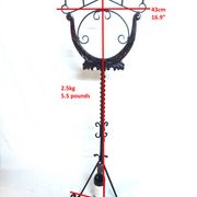 Floor candelabra in wrought iron and turned wood